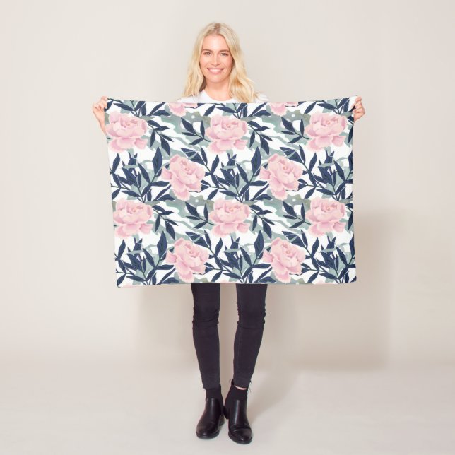 Couverture Polaire Peonies rose rose fleurs fleurs jardin fleurie bou (En situation)