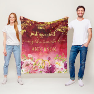 Couverture Polaire Peonies roses Mariage Anneau Rouge Or vient de se