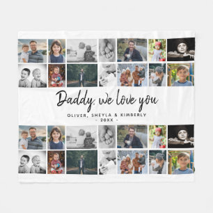 Couverture Polaire Père avec enfants Famille Papa 14 Photo Collage