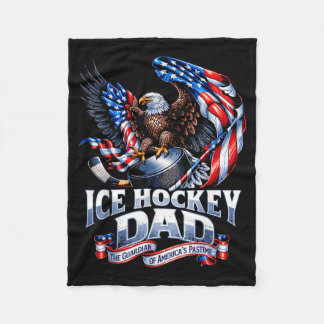 Couverture Polaire Père de hockey sur glace fier - Drapeau américain 