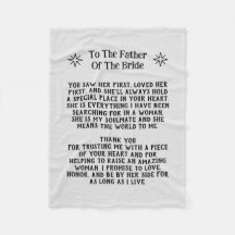 Père De La Femme Blanket Mariage Keepsaké Cadeau