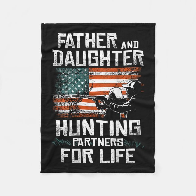 Couverture Polaire Père Fille Partenaires De Chasse Drapeau Américain (Devant)