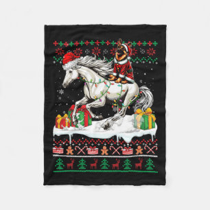 Couverture Polaire Père Noël Allemand Berger équitation Cheval de Noë