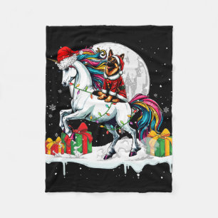Couverture Polaire Père Noël Berger Allemand équitation Unicorne Noël