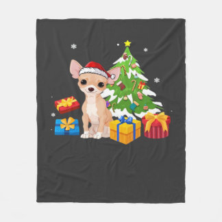 Couverture Polaire Père Noël drôle Chihuahua Chien Cadeaux d'arbre de