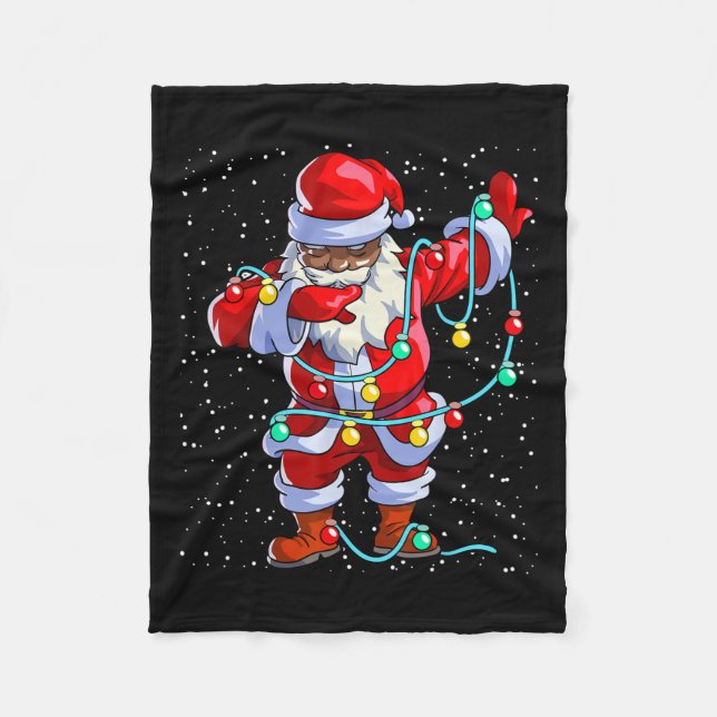 Couverture Polaire Père Noël Noir Afro-Africain Afro-Américain (Devant)