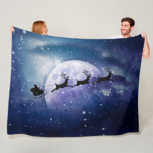 Couverture Polaire père Noël Sleigh Imaginaire Galaxy Christmas Nig