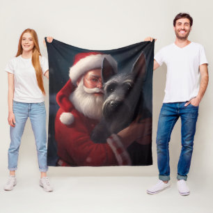 Couverture Polaire Père Noël Terrier Écossais Noël Festif