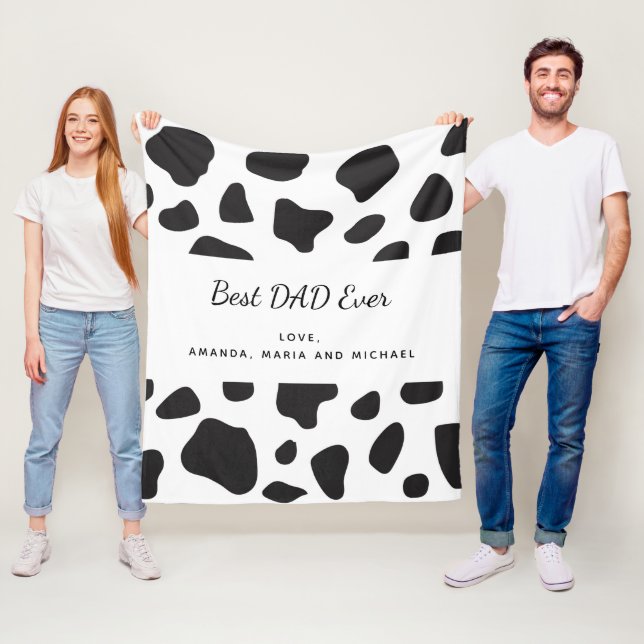 Couverture Polaire Père papa noir peau de vache blanche motif (En situation)