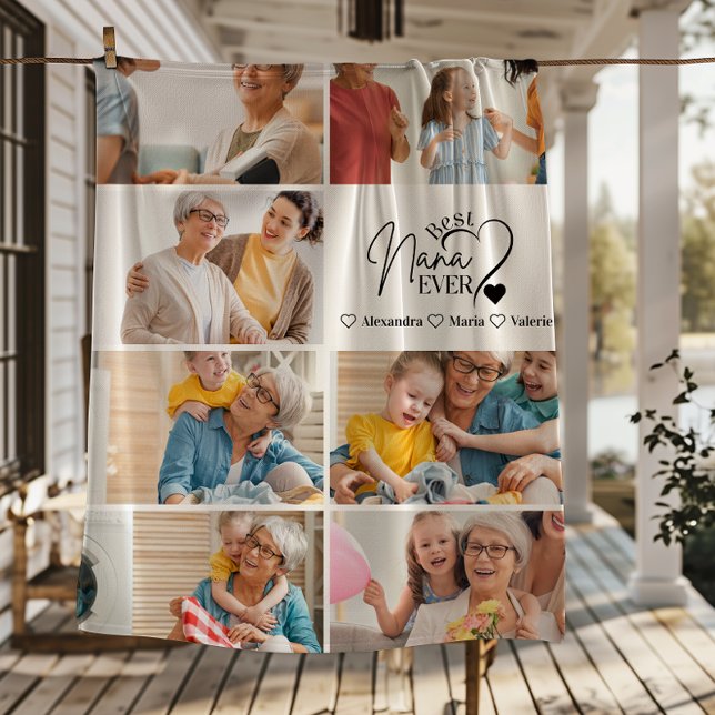 Couverture Polaire Peronalized 7 Photo Best Nana Ever Minimalist (Créateur téléchargé)