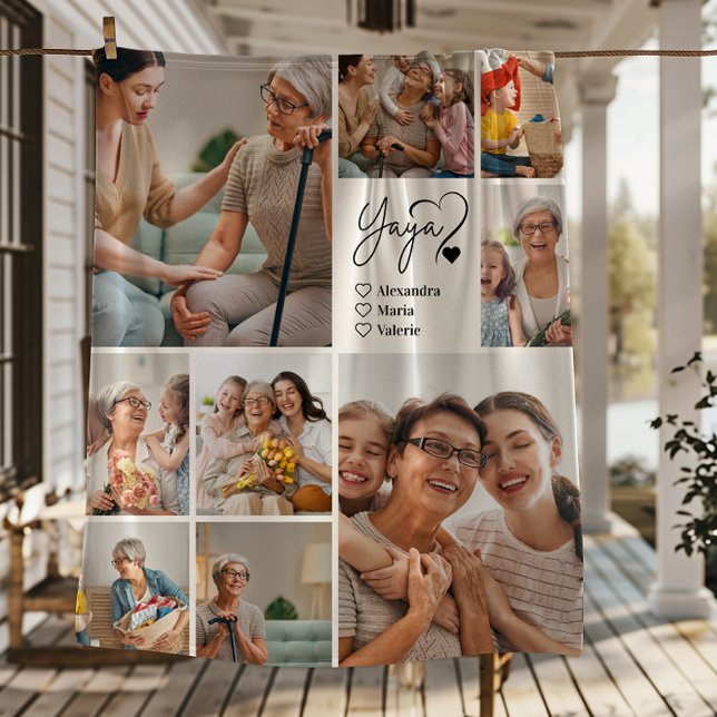 Couverture Polaire Peronalized 9 Photo Yaya Minimalist Line Art (Créateur téléchargé)