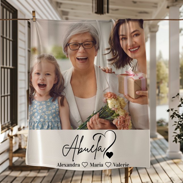 Couverture Polaire Peronalized Photo Abuela Minimalist Line Art (Créateur téléchargé)