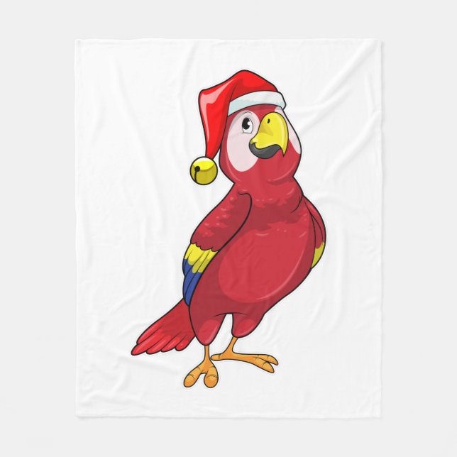 Couverture Polaire Perroquet avec chapeau de Père Noël (Devant)
