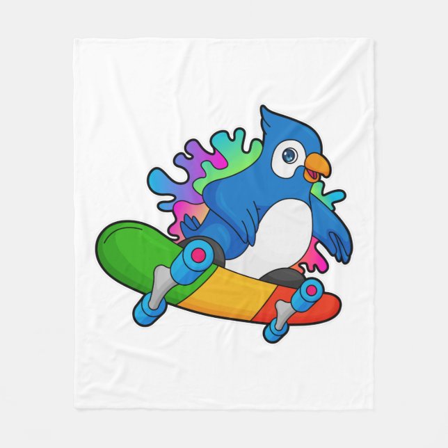 Couverture Polaire Perroquet en tant que skate avec skateboard (Devant)
