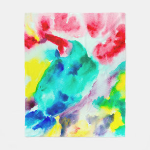 Couverture Polaire perroquet sur l'arbre, oiseau Abstrait Aquarelle b