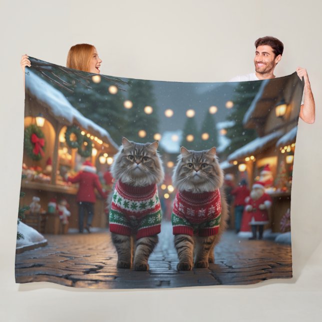 Couverture Polaire Persian Cats Christmas Snow Holiday (En situation)