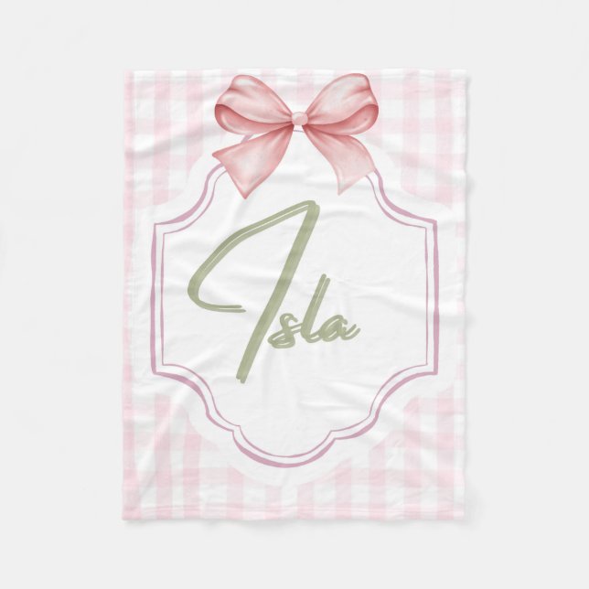 Couverture Polaire Personalisé Isla Baby Girl Nursery Bow&En vichy (Devant)