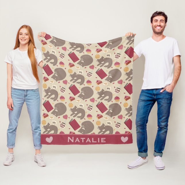 Couverture Polaire Personalised Cozy Cat Lovers Collage (En situation)