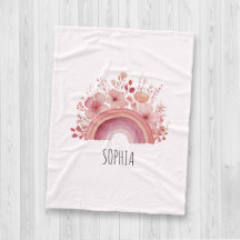 Personalised Floral Rainbow Kids Custom Name