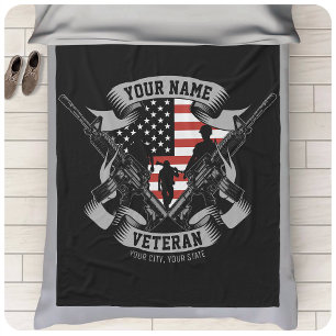 Couverture Polaire Personalized American Veteran Proud Vet USA Flag