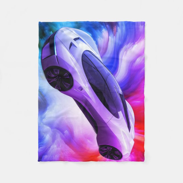 Couverture Polaire Personalized Baby Blanket With a Fancy Car on It (Devant)