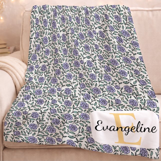 Couverture Polaire Personalized Beauty Beast Garden Rose Purple (Créateur téléchargé)