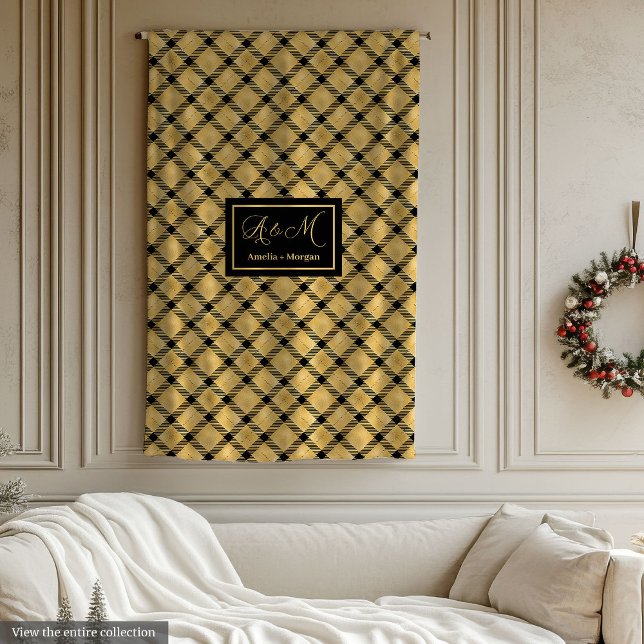 Couverture Polaire Personalized Blanket Black Gold Modern Wedding Gif (Personalized Blanket Black Gold Modern Wedding Gift)