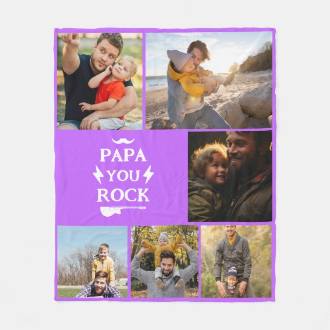 Couverture Polaire Personalized Dad 6 Photo Collage Gift Kids (Devant)