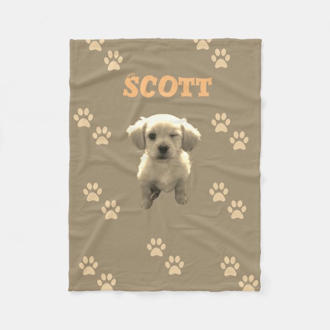 Couverture Polaire personalized golden dog blanket with custom name (Devant)