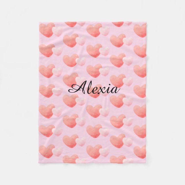 Couverture Polaire Personalized Heart Blanket Custom Name (Devant)
