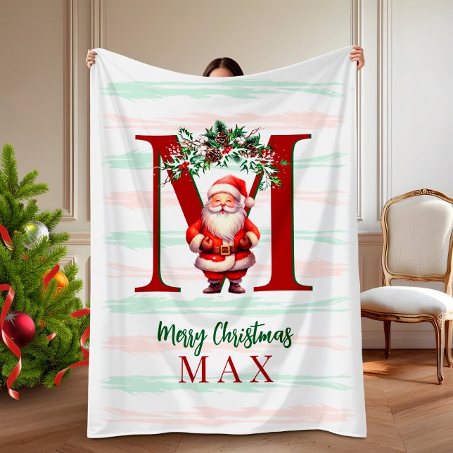 Couverture Polaire Personalized Kids Christmas Blanket with Santa (Personalized Kids Christmas Blanket with Santa)