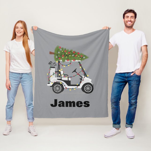 Couverture Polaire Personalized Name Golfer Christmas Golf Cart Xmas  (En situation)