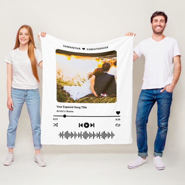 Couverture Polaire Personalized Name Special Song Music Player Photo (En situation)