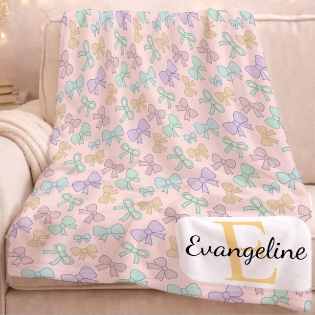 Couverture Polaire Personalized Pastel Bow Aesthetic Pattern (Créateur téléchargé)