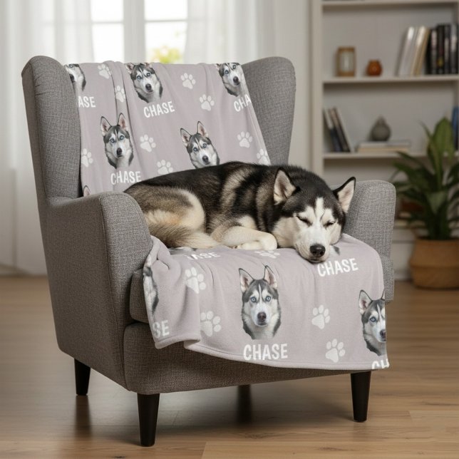 Couverture Polaire Personalized Pet Photo Name Dog  (Personalized Pet Photo Name Dog Fleece Blanket)