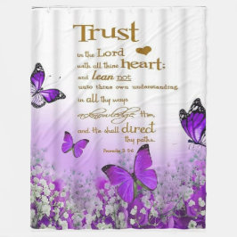 Couverture Polaire Personalized Purple Butterfly Proverbs 3:5-6 Relig