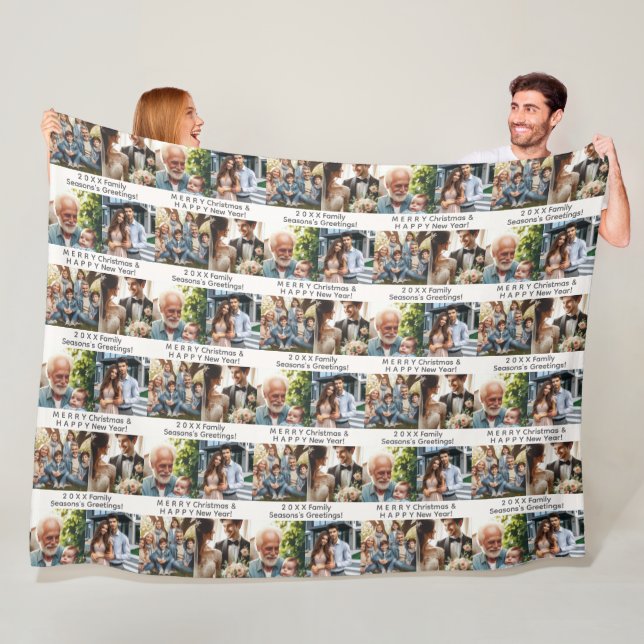 Couverture Polaire Personnalisable 4 Photos et souhaits de vacances o (En situation)