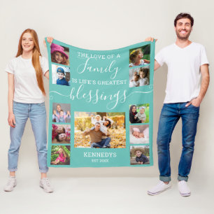 Couverture Polaire Personnalisé 11 Photo Collage Famille Love Citatio