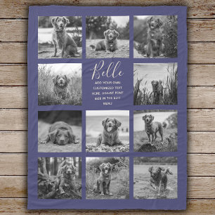 Couverture Polaire Personnalisé 11 Photo Collage Navy Blue