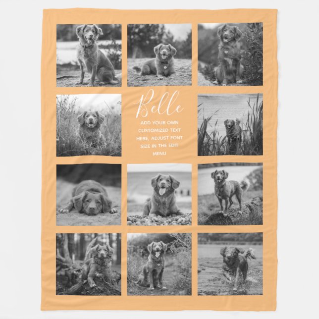 Couverture Polaire Personnalisé 11 Photo Collage Orange (Devant)