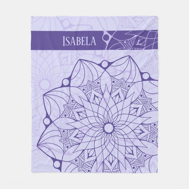Couverture Polaire Personnalisé 2 Tone Purple Mandala Fleece Blanche (Devant)