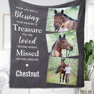 Couverture Polaire Personnalisé 3 Photo Pet Horse Memorial