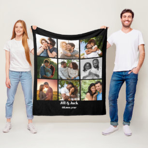 Couverture Polaire Personnalisé 9 Photo Collage Modèle pour couples