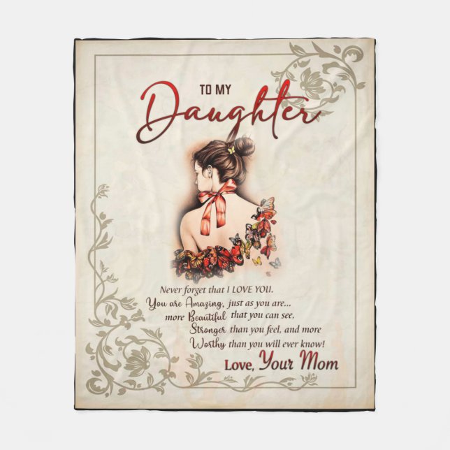 Couverture Polaire Personnalisé À Ma Fille De Maman Papillon Bla (Devant)