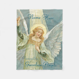 Couverture Polaire Personnalisé Ajouter le nom Guardian Angel Blanke
