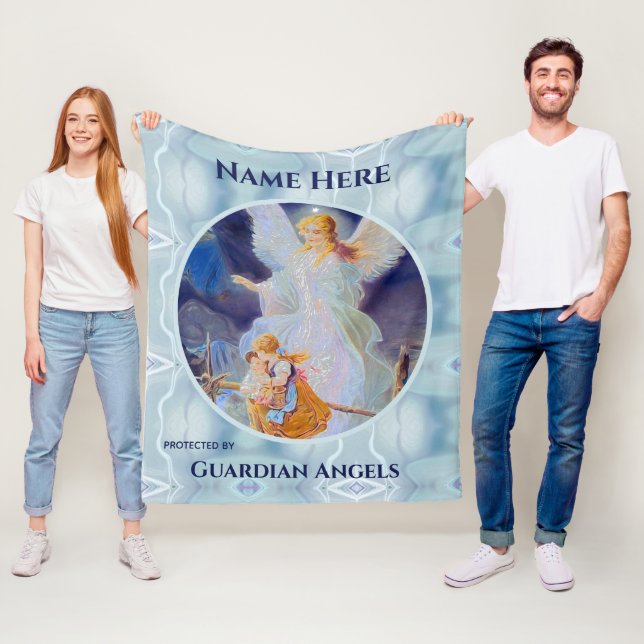 Couverture Polaire Personnalisé Ajouter le nom Guardian Angel Blanket (En situation)
