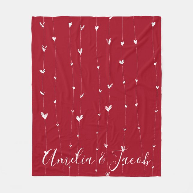 Couverture Polaire Personnalisé amour Couple Noms coeurs Blanket (Devant)