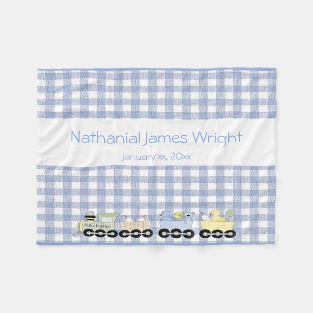Couverture polaire personnalisé blanc et bleu (Devant (Horizontal))