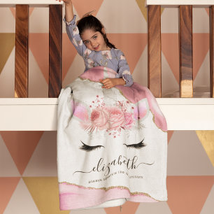 Couverture Polaire Personnalisé Cute Rose Kids Unicorn