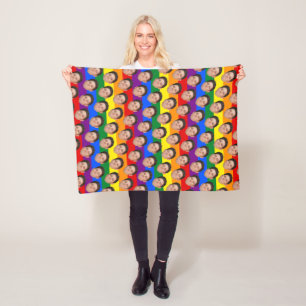 Couverture Polaire Personnalisé Funny Face Photo Gay pride Rainbow Bl